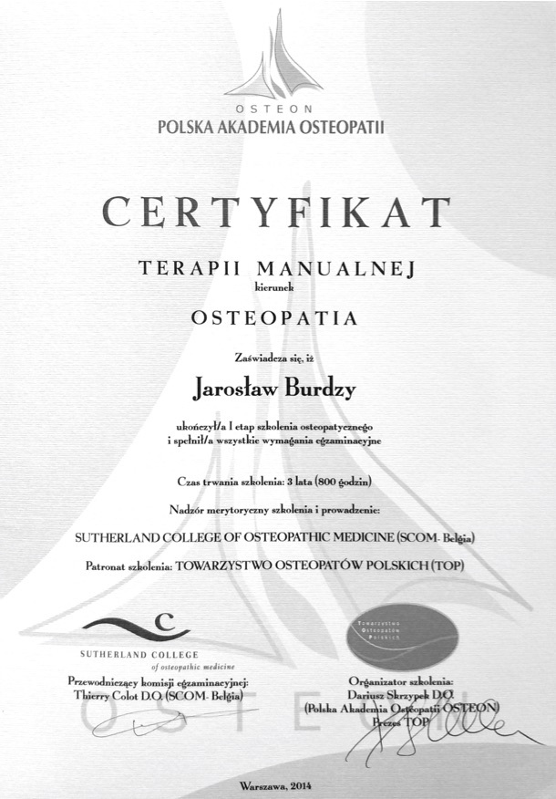 Osteopata Jarosław Burdzy